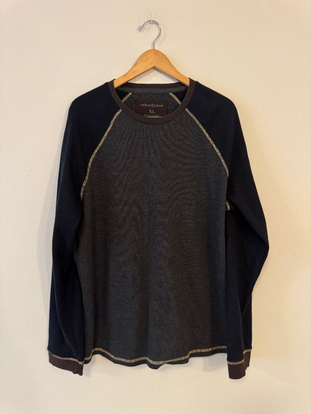 Carbon2Cobalt Men's XL Colorblock Waffle Knit Thermal Shirt